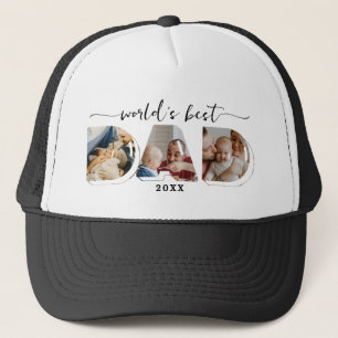 Worlds best dad father's Day 3 Photos Collage  Trucker Hat