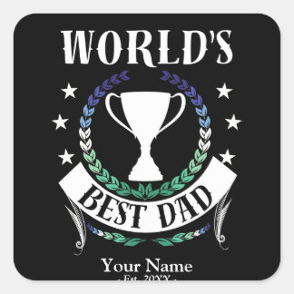 Worlds Best Dad Father's Day Gay Flag Colours Square Sticker