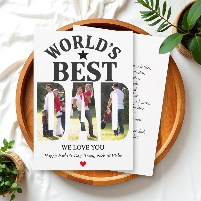 World's Best Dad Father's Day photo collage Holiday Card (Creator Uploaded)