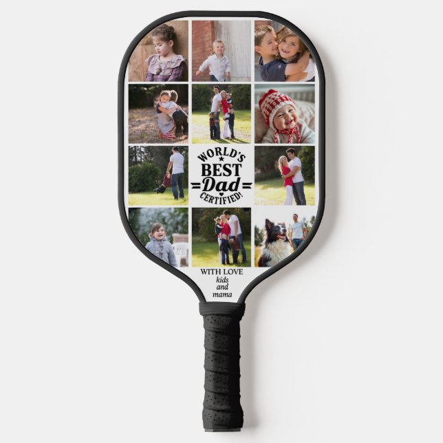 World's Best Dad Father's Day photo collage Pickleball Paddle (Front)