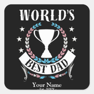 Worlds Best Dad Father's Day Trans Flag Colours Square Sticker
