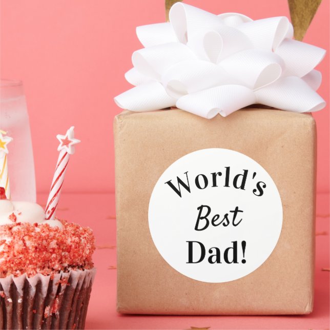world's best dad! fathers days stylish modern  classic round sticker (Party)