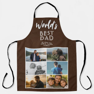 World's Best Dad Faux Leather 6 Photo Collage Apron