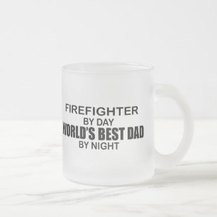 World's Best Dad - Firefighter Frosted Glass Coffee Mug