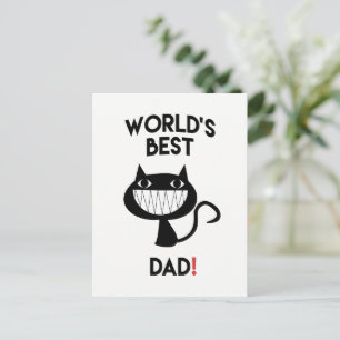World's best dad! Funny cartoon cat  Postcard