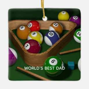 World's Best Dad, game of billiards, Ceramic Ornament