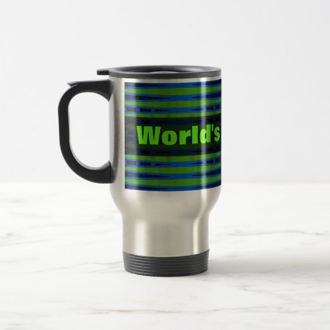 Worlds Best Dad green blue Travel Mug (Left)