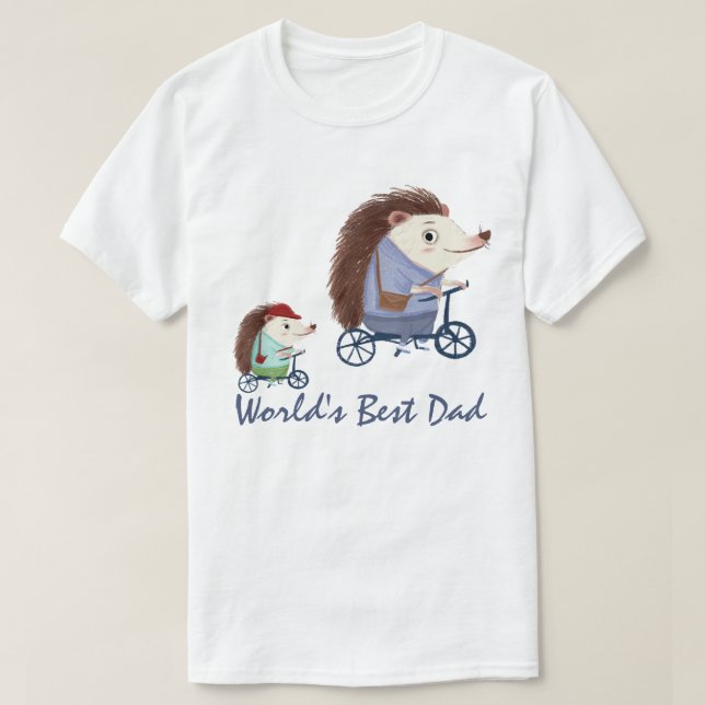 World's Best Dad - Hedgehog and Baby T-Shirt (Design Front)