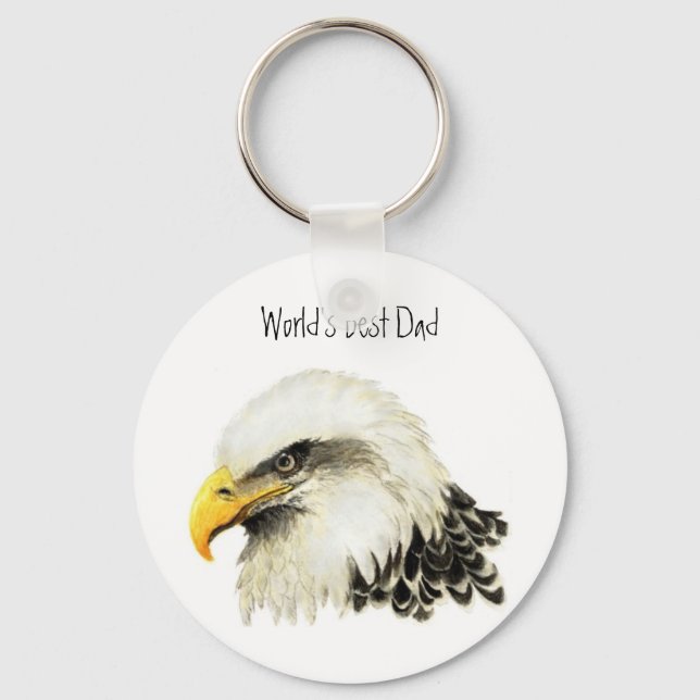 World's Best Dad, I love Bald Eagle, Bird Key Ring (Front)