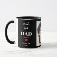 Worlds Best Dad I Love You Custom Kids Photo Black