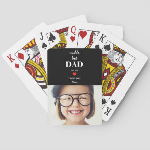 Worlds Best Dad I Love You Custom Kids Photo Black Playing Cards