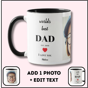 Worlds Best Dad I Love You Custom Kids Photo White Mug