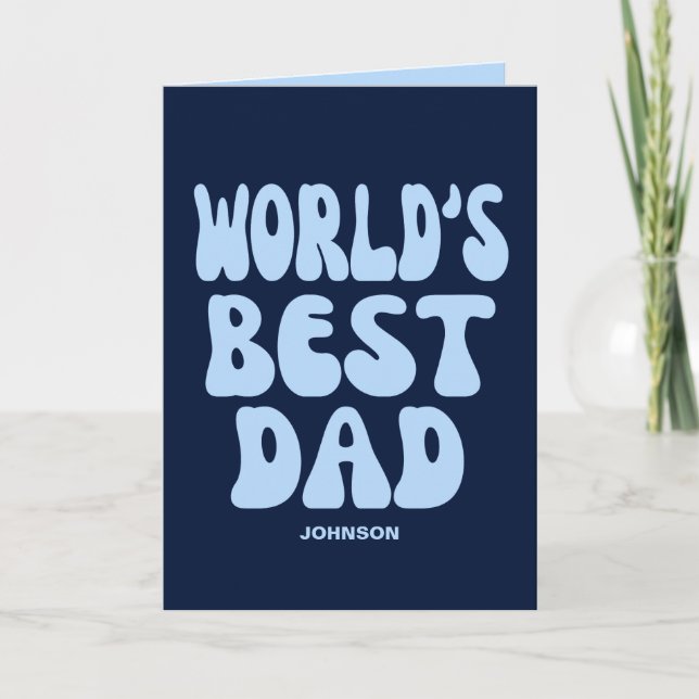 World's Best Dad Modern Blue Photo Father's day Card (Front)