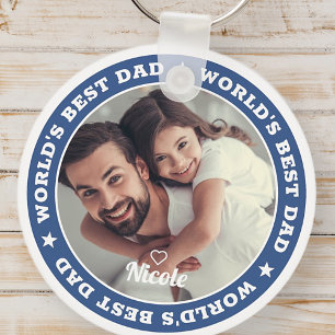 World's Best Dad Modern Custom Photo Key Ring