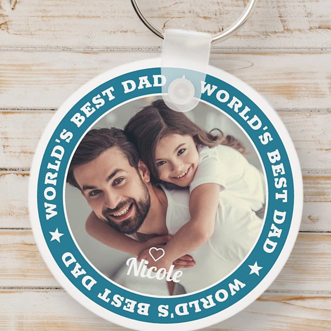World's Best Dad Modern Custom Photo Key Ring (Creator Uploaded)