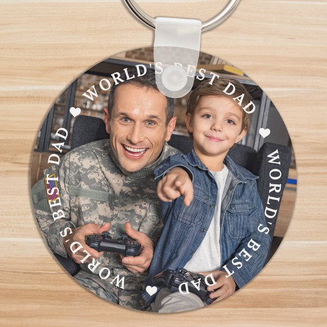 World's Best Dad Modern Father Son Photo Key Ring (Creator Uploaded)