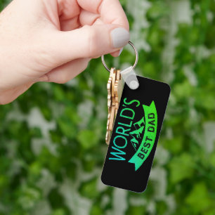 World's Best Dad Modern Green & Black Father's Day Key Ring