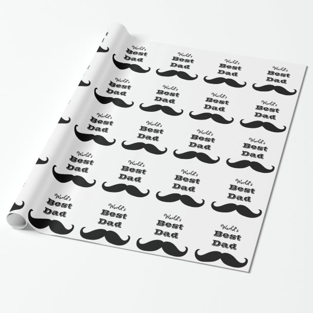 World's Best Dad Moustache Wrapping Paper (Unrolled)