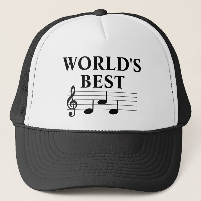 World's Best Dad Musician Music Note Treble Clef  Trucker Hat (Front)