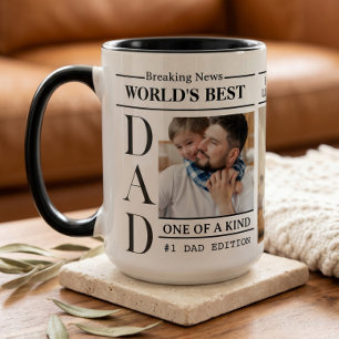 World's Best Dad Newspaper Photo Collage Keepsake Mug