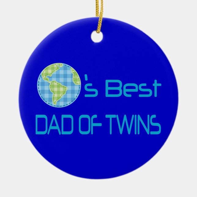 Worlds Best Dad of Twins Ceramic Tree Decoration (Front)
