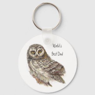 World's Best Dad, Owl, Bird Key Ring