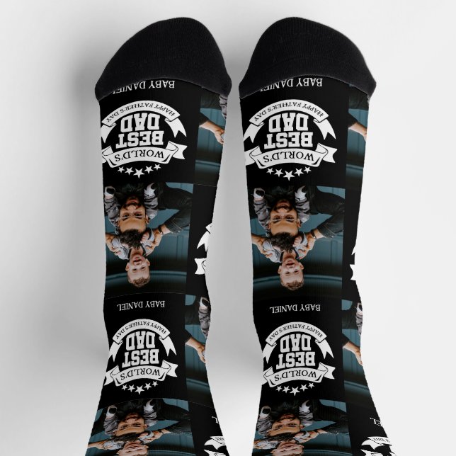 World's Best Dad Photo Collage Custom Socks (Top)