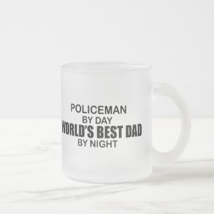 World's Best Dad - Policeman Frosted Glass Coffee Mug