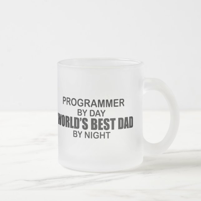 World's Best Dad - Programmer Frosted Glass Coffee Mug (Right)