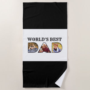 World's Best Dad Quote 3 Photo Collage Beach Towel