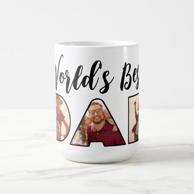 World's Best Dad Quote 3 Photo Collage Latte Mug (Center)