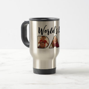 World's Best Dad Quote 3 Photo Collage Travel Mug