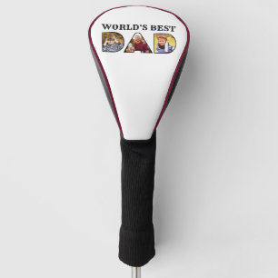 Worlds Best Dad Quote  Modern 3 Photo Collage Golf Head Cover