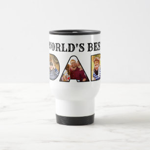 Worlds Best Dad Quote Modern 3 Photo Collage Travel Mug