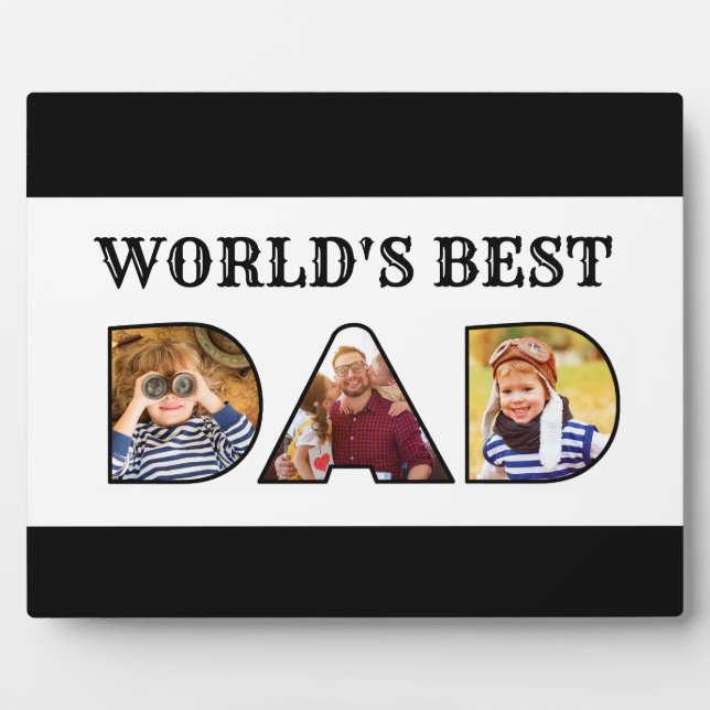Worlds Best Dad Quote Photo Collage Fathers Day  Plaque (Front)