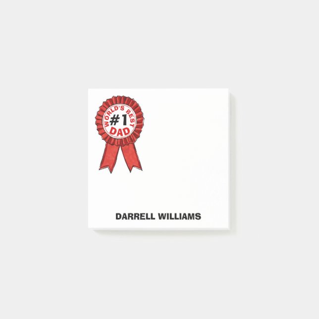 World's Best Dad Quote Red Ribbon 3x3 Post-it Notes (Front)
