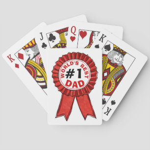 World's Best Dad Quote Red Ribbon Playing Cards