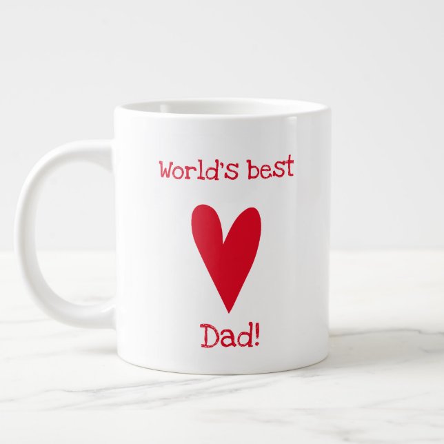 World's Best Dad! | Red Heart Father's Day Large Coffee Mug (Left)
