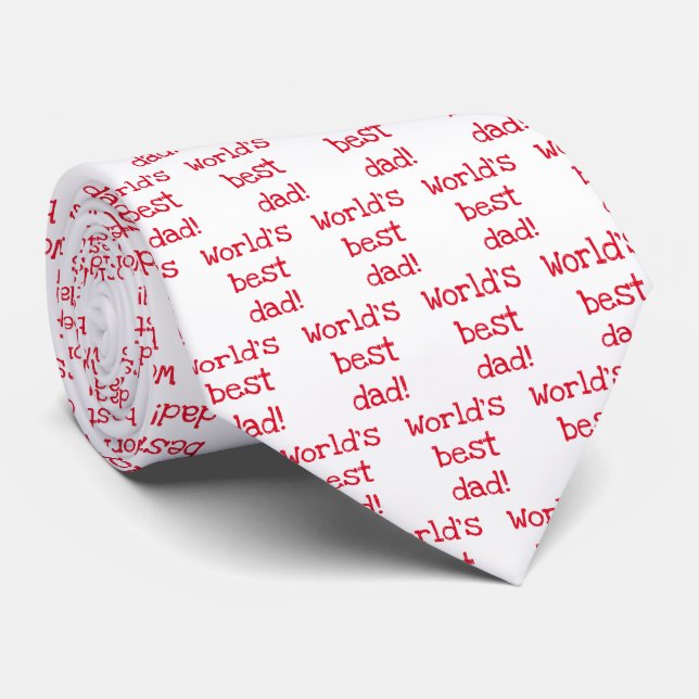 World's Best Dad! | Red Heart - Father's Day Tie (Rolled)