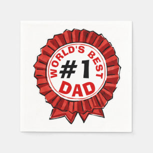 World's Best Dad Red Ribbon Napkin