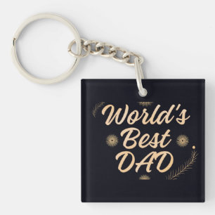 World's Best Dad  Simple Typography Fathers Key Ring