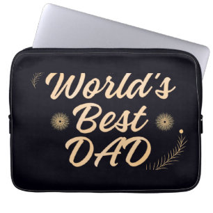 World's Best Dad  Simple Typography Fathers Laptop Sleeve