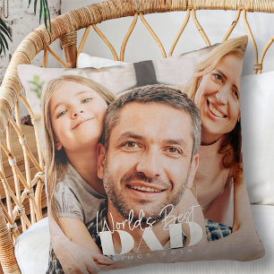 World's Best Dad Since 20XX Modern Simple Photo Cushion
