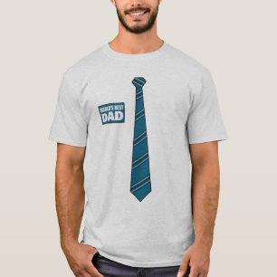 Worlds Best Dad Tag Tie Cool Blue T-Shirt