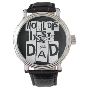 World's Best Dad Typography Add Name or Initials Watch