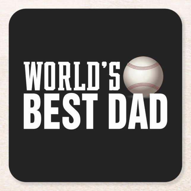 World's Best Dad Typography Baseball | Coaster (Front)