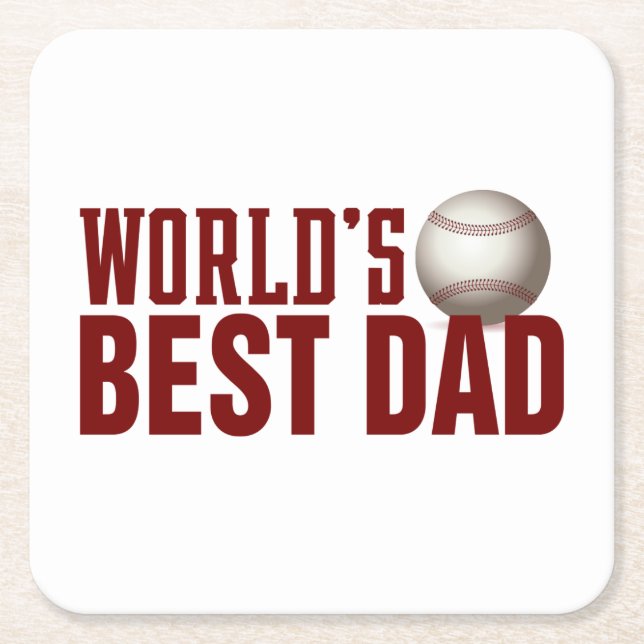 World's Best Dad Typography Baseball | Coaster (Front)