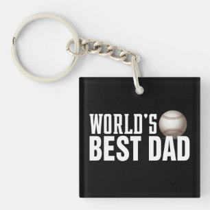 World's Best Dad Typography Baseball   Keychain