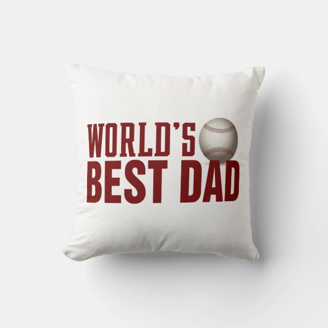 World's Best Dad Typography Baseball Throw Pillow (Front)