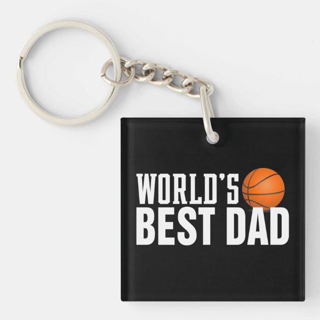 World's Best Dad Typography Basketball | Keychain (Front)